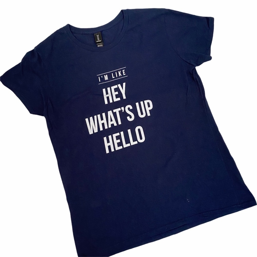 Anvil Navy Blue “What’s Up” SS T-Shirt Med